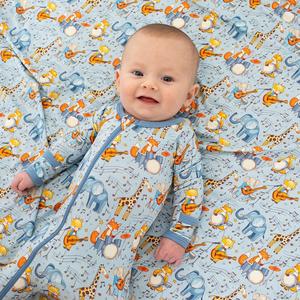 bestaroo critter concert footie – ultra soft bamboo stretch baby sleeper with dual zipper, fold over mittens, snug fit for size