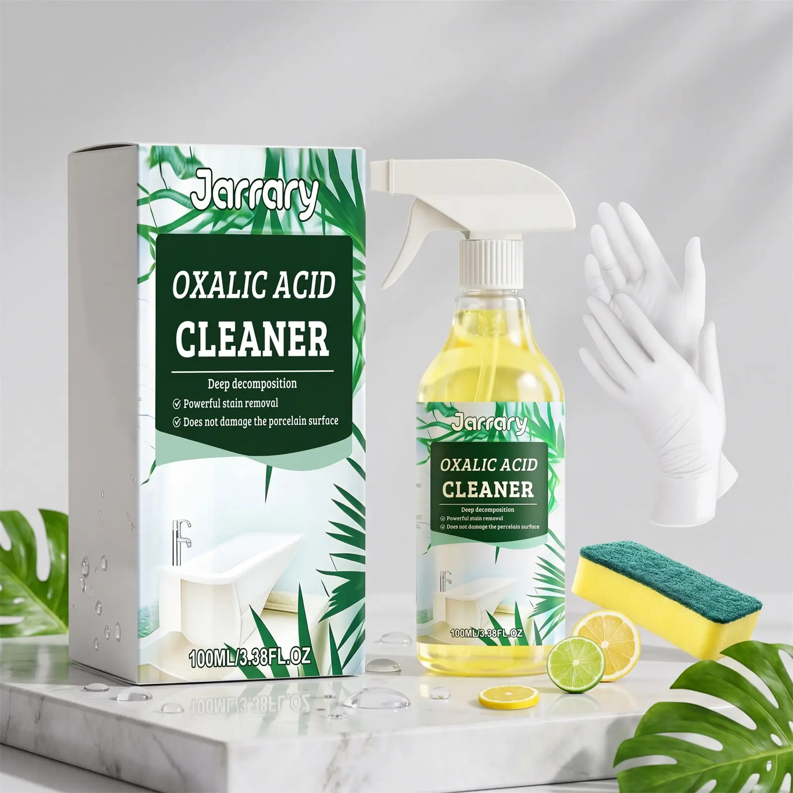 Oxalic Acid Cleaner Spray, Bathroom & Kitchen Hard Surface Cleaner, Tile & Stone Stain Remover, Deep Cleaning Solution for Marble, Porcelain, Sink, Countertop & Home Cleaning