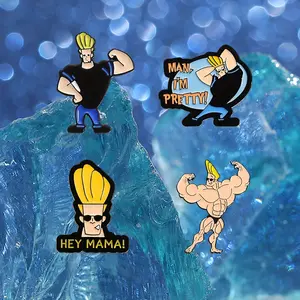 New Autumn 2025 Brooch Set of 4 Fitness Themed Cartoon Brooches Hey Mama Man I'm Pretty Exquisite Gift for Fitness Enthusiasts Fashion Accessory Clip