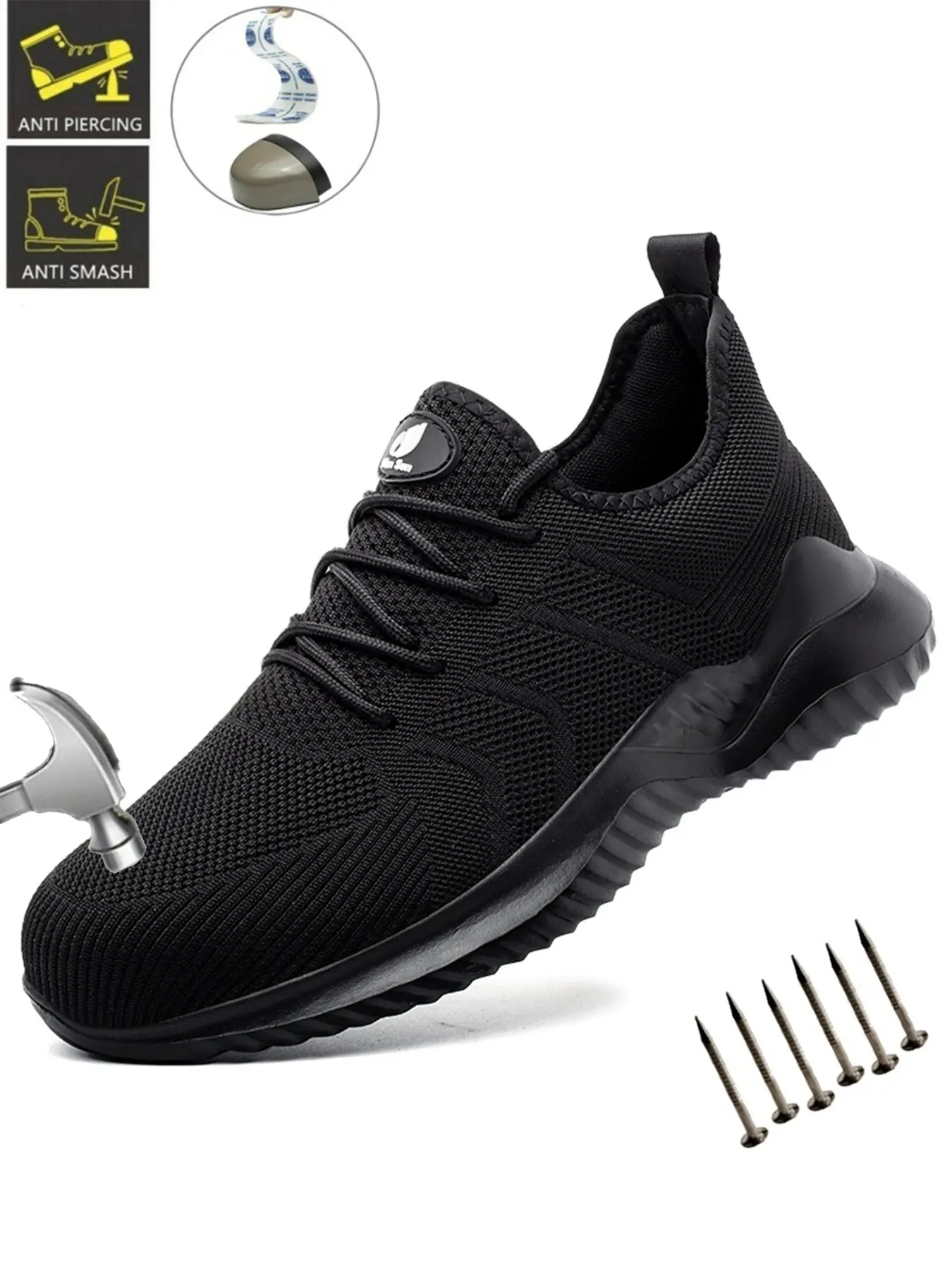 Steel Toe Shoes for Men Work Sneakers Indestructible Comfortable Fashion Puncture Proof Anti-smash Safety Lightweight Breathable Construction Sneakers  for Warehouse Industry Steel Toe Footwear Steel Toe Trainers