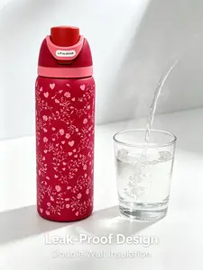 Owala 32oz Red Heart Floral Insulated Water Bottle, Double Wall Vacuum Stainless Steel Travel Mug, Leak Proof Lid, Cup Holder Friendly, Ideal Valentine’s Day Gift for Women, Girls & Romantic Aesthetic Lovers outdoorfun
