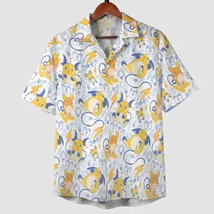 Rare Waifu Release – Limited Tropical Anime PKM Raiichuu Kawaii Electric Pattern Hawaiian Shirt