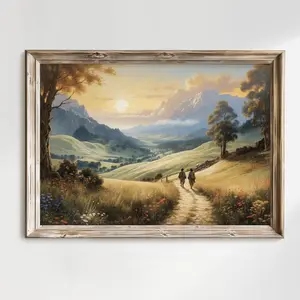 Old Friends Leaving the Shire Poster – Fantasy Landscape Wall Art – Hobbit Inspired Print – Unframed Room Decor, 5 size, 8x12 to 27x40 inch