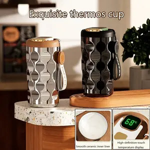 15oz Ceramic Insulated Mug with Temp Display - Vacuum Insulated Tumbler, Aesthetic Travel Coffee Cup, Ideal for Work & Commute, Ice King Cup