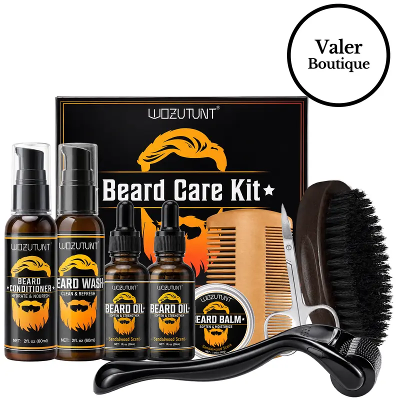 Beard Kit for Men Grooming & Care W/Beard Wash,3 Packs Beard Oil Beard Balm Leave-in Conditioner Premium