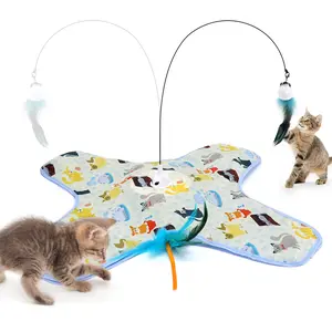 FurFitFun 3 in 1 Interactive Kitten Toys for Indoor Cats with Moving Feather,Interesting Cat Toy for Exercise and Play,Hide and Seek Concealed Moving Feather Wand,Cat Enrichment Toys for Bored Indoor Adult Cats and with a pole