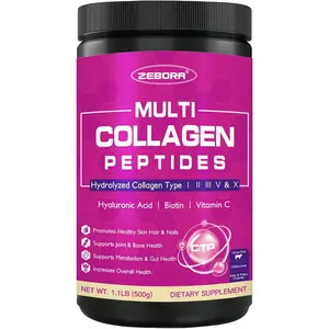 Multi Collagen Peptides Powder Hydrolyzed Type I II III V X with Hyaluronic Acid Biotin and Vitamin C Supports Skin Hair and Nail Health Unflavored 50 Servings
