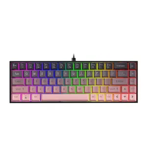 AJAZZ AK680 Wired Mechanical Keyboard, 68-Key Portable Keyboard with Gradient Keycaps, Ergonomic Design Keyboard for Laptop & Desktop