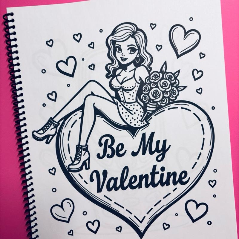 Bold & Easy Retro Valentine Coloring Book with 30 Unique Pages for Kids Teens & Adults Simple Fun Designs for Stress Relief & Mindful Coloring