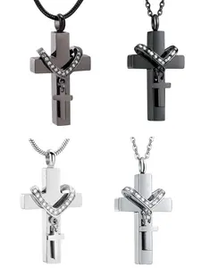 Stainless Steel Cross Pendant Necklace, Fashion Jewelry for Party, Daily Clothing Decor, Trendy All-match & Exquisite Jewelry for Birthday Gift, Cross Medallion Pendant, Cross Necklaces