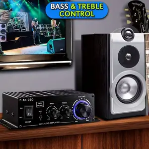 AK280 Mini 2.0-Channel Audio Amplifier with Bass & Treble Controls for Cars Homes & Garages Compact Music Player Enhance Your Audio Experience