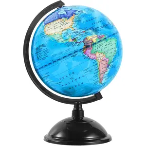 8 Inch World Globe with Stand Rotating Earth Spinning Globe for Kids Geography Classroom Education or Decorations (Blue)
