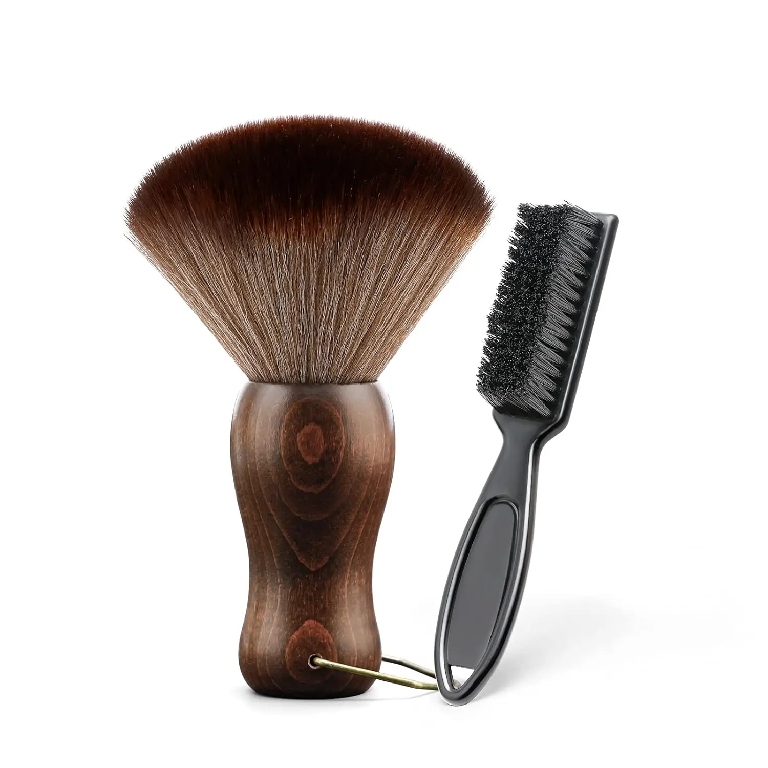 Barber Neck Duster Brush Wood Handle with Hook for Hair Cutting… (Neck brush+Black brush)For All Hair Type Accessory Salon Daily