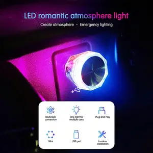 Car Interior USB Diamond Ambiance Light, Plug-And-Play LED Atmosphere Lighting, Portable Decorative Lamp for Car Interiors