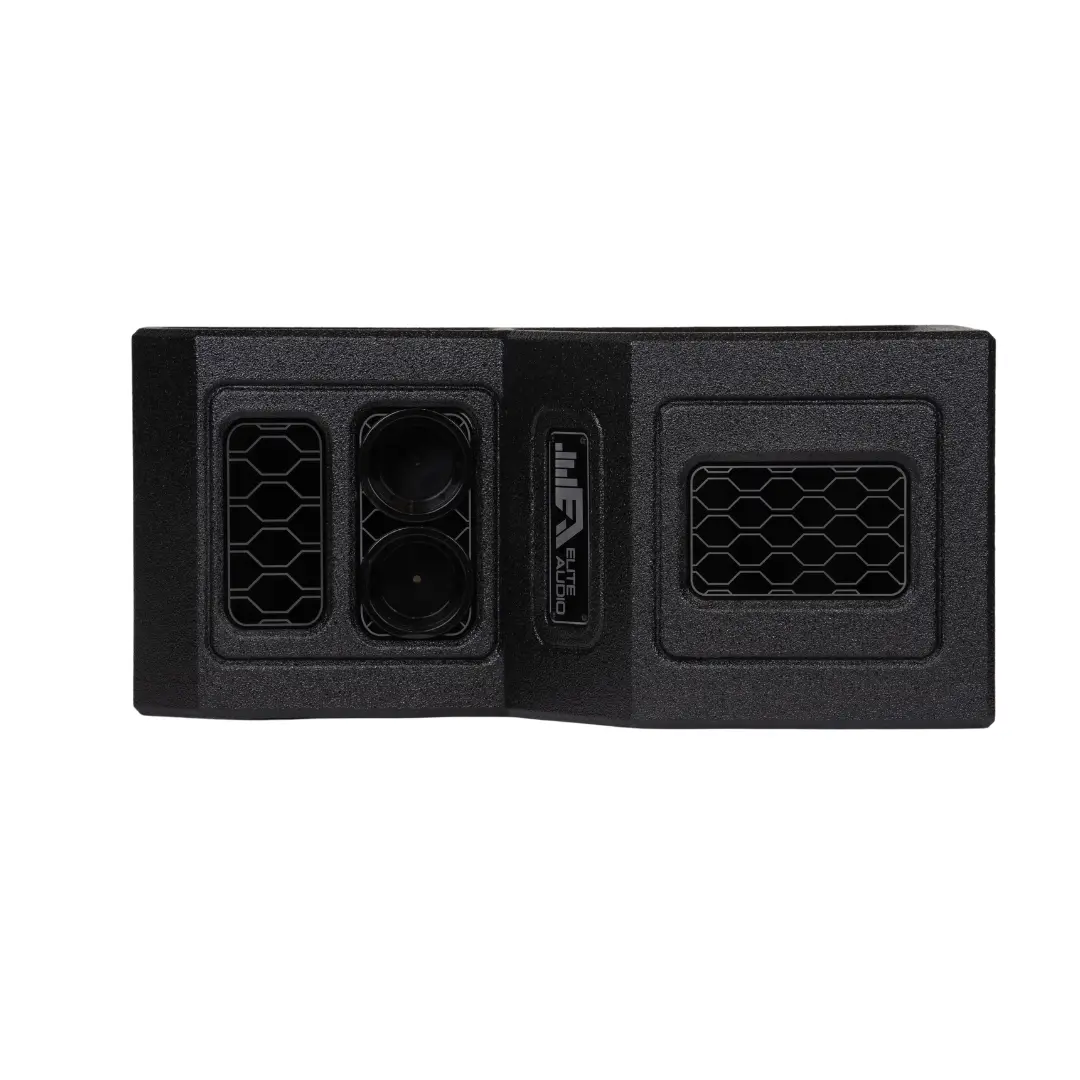 Elite Audio Universal Center Console Enclosure - Car Audio, Car Stereo Upgrade with 12" Subwoofer, Dual 6.5" Component Speakers, 3.75" Tweeters, Acrylics, Bedliner, Tuned to 38Hz