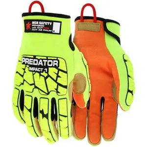 MCR Safety Size L, ANSI Cut Lvl A9, Puncture Lvl 5, Abrasion Lvl 4, Cut & Puncture Resistant Gloves Kevlar Lining, Orange, Lime, Paired PD4900L