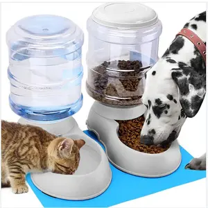 3.8L Large Capacity Automatic Pet Feeder and Waterer, Gravity-Style Pet Feeding Station, Durable Plastic Material, No Battery Needed, Small/medium Pets