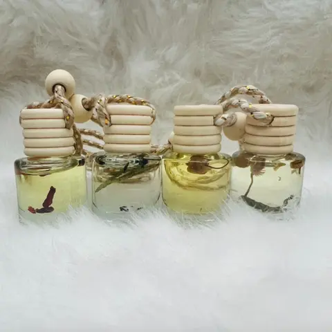 Celstars Intention Car Diffuser with Wooden Beads, Natural Cork Gems & Diffuser Bottle - Floral Woody Peppermint Eucalyptus Scent, English Garden Floral Calm, Orris Root, Citrine for Energy Cleansing Car Fragrance System Accessory