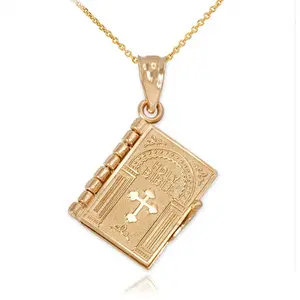 Bible Religious Pendant Crucifix Charm Necklace Trendy Hip-hop Clavicle Chain