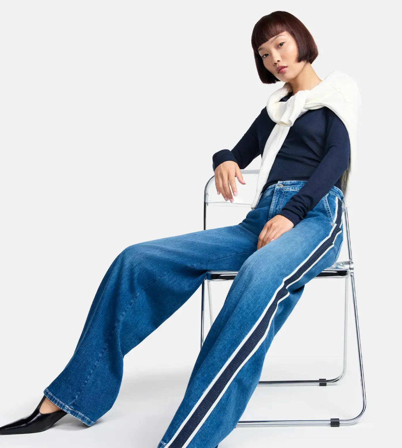 Cambio Alek Wide Leg Jeans – Blue Denim Mid Wash