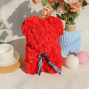 1pc Valentine's Day Gift Creative Rose Bear Gift Box PE Flower Romantic Foam Bear Hug Bear