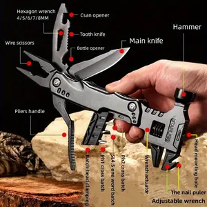 16-In-1 Multitool - Compact Multi Tool with Screwdriver Pliers Bottle Key Knife Adjustable Wrench, Perfect Valentine'S Day Gift for Dad And Boyfriend Cool Gadgets Camping Gear Pocket Tool Hammer Multitool