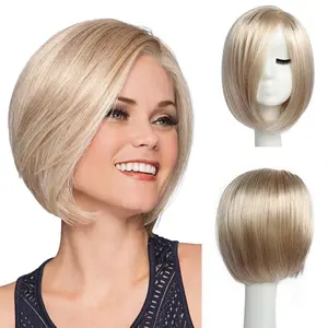 BESTUNG Short Platinum Blonde Wigs for Women Bob Wig Natural Straight Wig Side Part Hair for Daily Party Cosplay Halloween