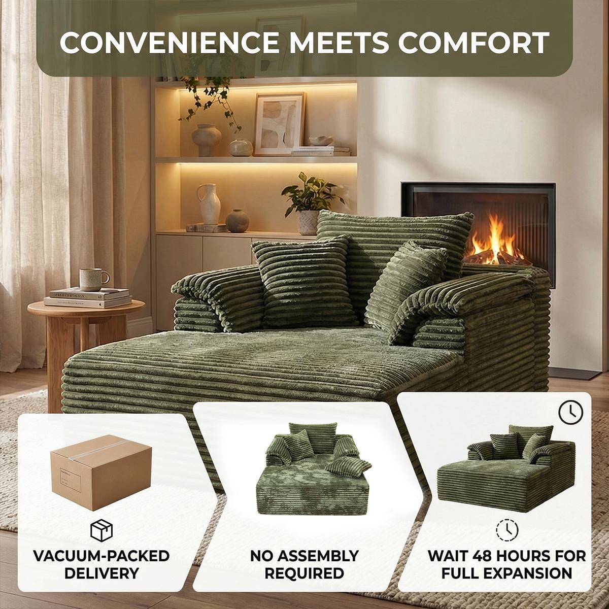 Oversize 61"multi-function combination sofa bed (cloud couches) - modern leisure chair, which can be converted into a bed without assembly, is made of plush fabric, suitable for small space, apartment, guest room, and can be selected in multiple colors