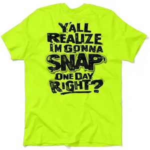 Snap - Men's Hi Visibility Safety Yellow Work T-Shirt Jersey Menswear Cotton/Poly Blend | Graphic tees Apparel | Funny, Sarcastic Half sleeve Shirt