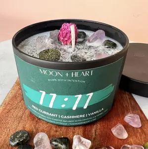 11:11 CandleCrystal Infused Candle | Intention | Manifestation  | Homemade gift | love gift Decor Room Angel Box Fragrance Hand Light Mum Tin Universe