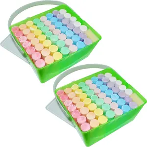 108 Jumbo Sidewalk Chalk Sticks with 2 Sponge Erasers and 2 Storage Boxes by Electronix Express