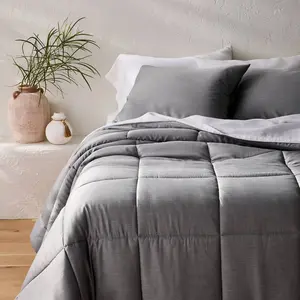 Full/Queen Rayon from Bamboo Comforter Set Dark Gray - Casaluna