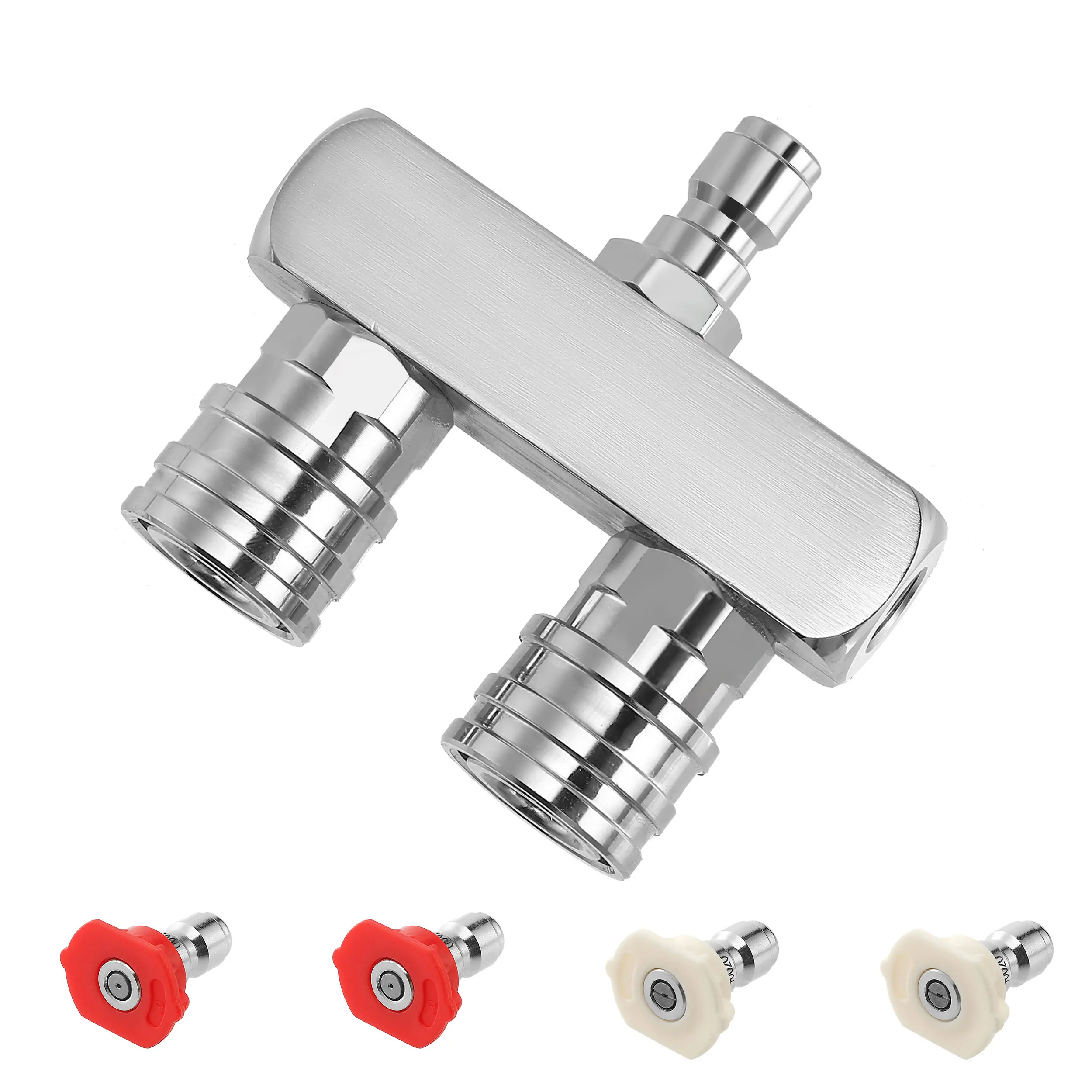 EZALOR Pressure Washer Tips, Dual Nozzle, 2-in-1 Power Washer Nozzle Tip, 0 Degree Red & 40 Degree White, 1/4 Inch Quick Connect, 5000 PSI Quick Connect Nozzles, DealsForYouDays