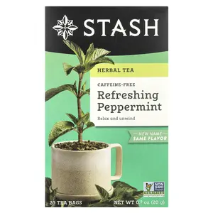Stash Tea Herbal Tea, Refreshing Peppermint, Caffeine Free, 20 Tea Bags, 0.7 oz (20 g)