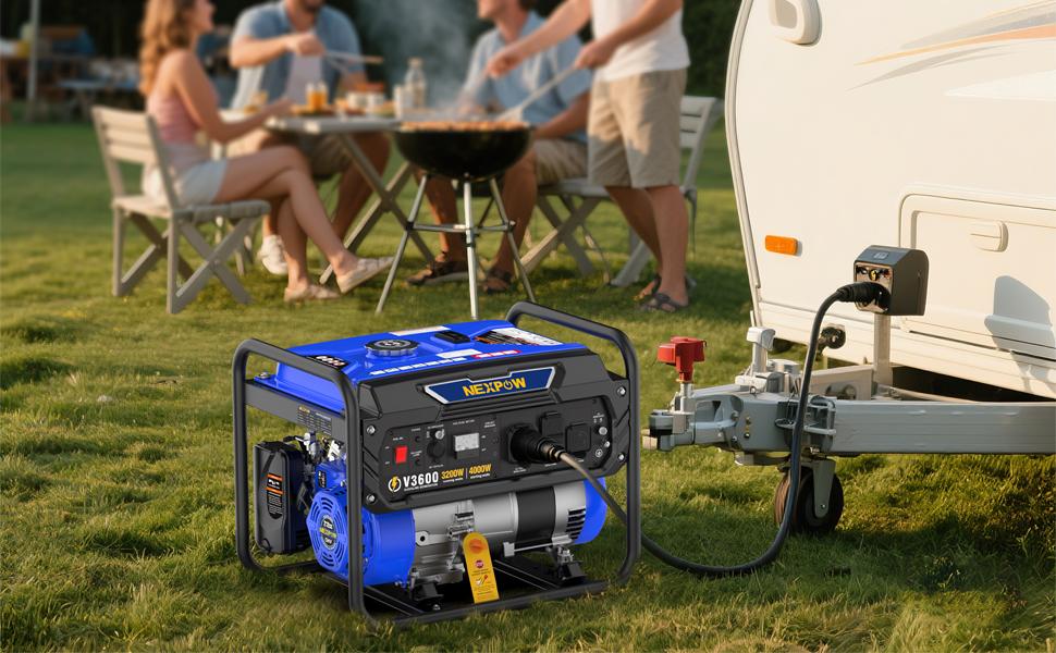 4000W Portable Generator, Gasoline Powered RV Ready Generator for Backup Home & Outdoor Camping, EPA Compliant, 9H Full Load Runtime, Open Frame