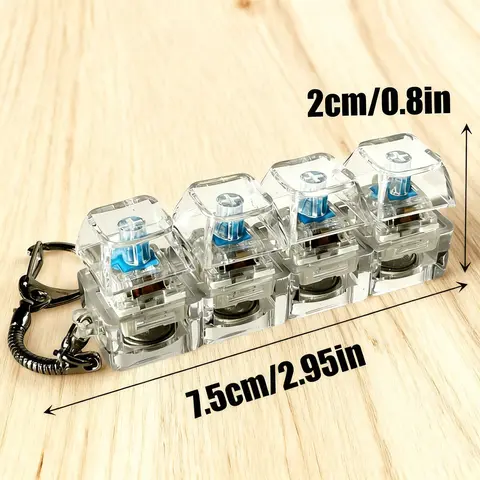 LED Button Clicker Fidget Keychain Toy - Cool Keychains, Novelty Fidget Keyring, Compact Portable Pocket-Size Stress Relief Tool for Adults, Pack of 1 Calming Activity Key Tag