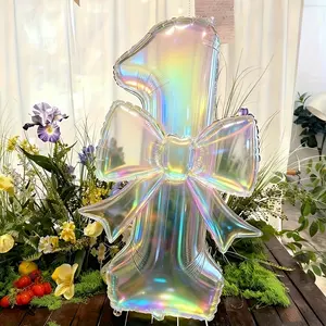 Large 40 Inch Transparent Number Balloon Set, 24 Inch Bow Tie Balloons, Birthday Party Decorations, Balloon Arch Decoration, Anniversary Festival Celebrations