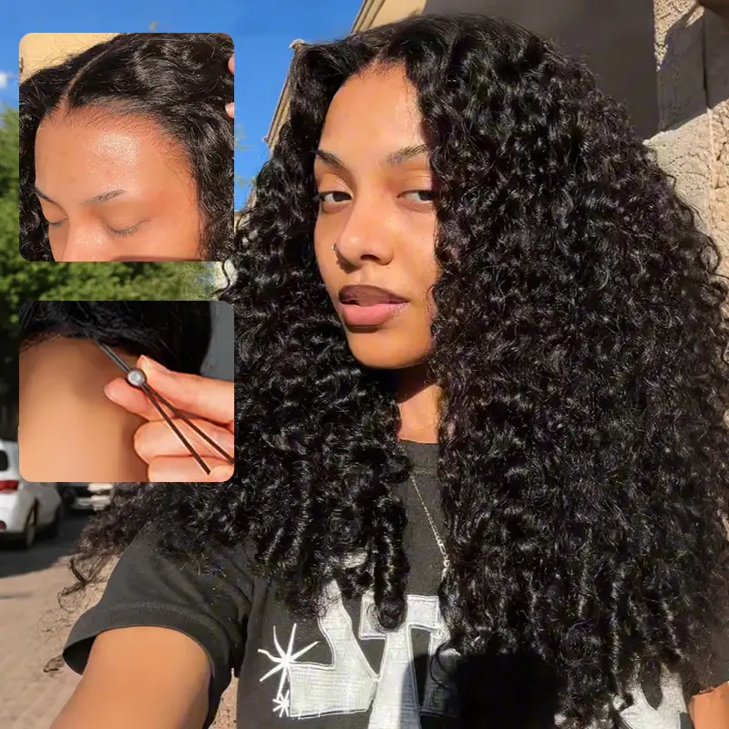 ISEE HAIR Wear Go Burmese Curly M-Cap 9x6 T-Part Glueless Wig Pre-Cut Lace Pre-Plucked Hairline Pre-Bleached Knots Drawstring Easy Install Beginner Friendly Chic Style