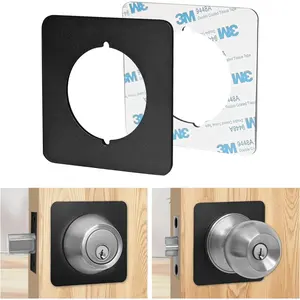2 Pcs Matte Black Thick Square Door Knob Plates Door Reinforcement Scar Backplate for Door Knob Deadbolt Handle Cover Filler Fixing Repair