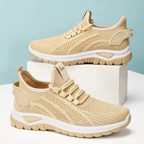 Rain core Women's Lowtop Breathable Casual Sneakers - Houndstooth Fabric & PU Leather, Braid Design, Knit Lace-Up, Adaptive Fit Fashion Footwear Sneakers for Training, Walking, All-Season Use