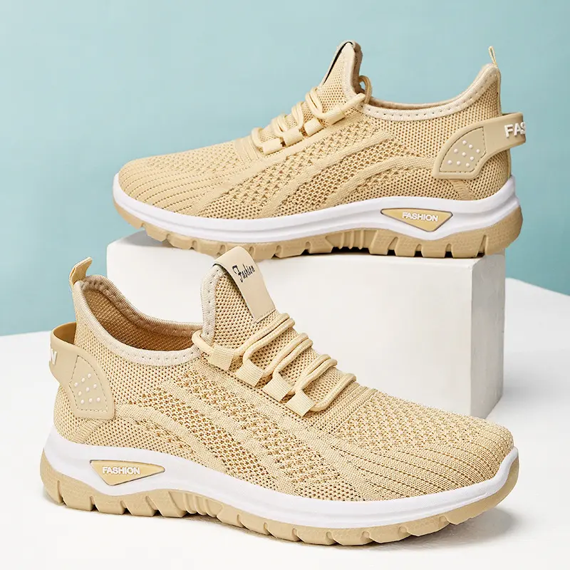 Rain core Women's Lowtop Breathable Casual Sneakers - Houndstooth Fabric & PU Leather, Braid Design, Knit Lace-Up, Adaptive Fit Fashion Footwear Sneakers for Training, Walking, All-Season Use