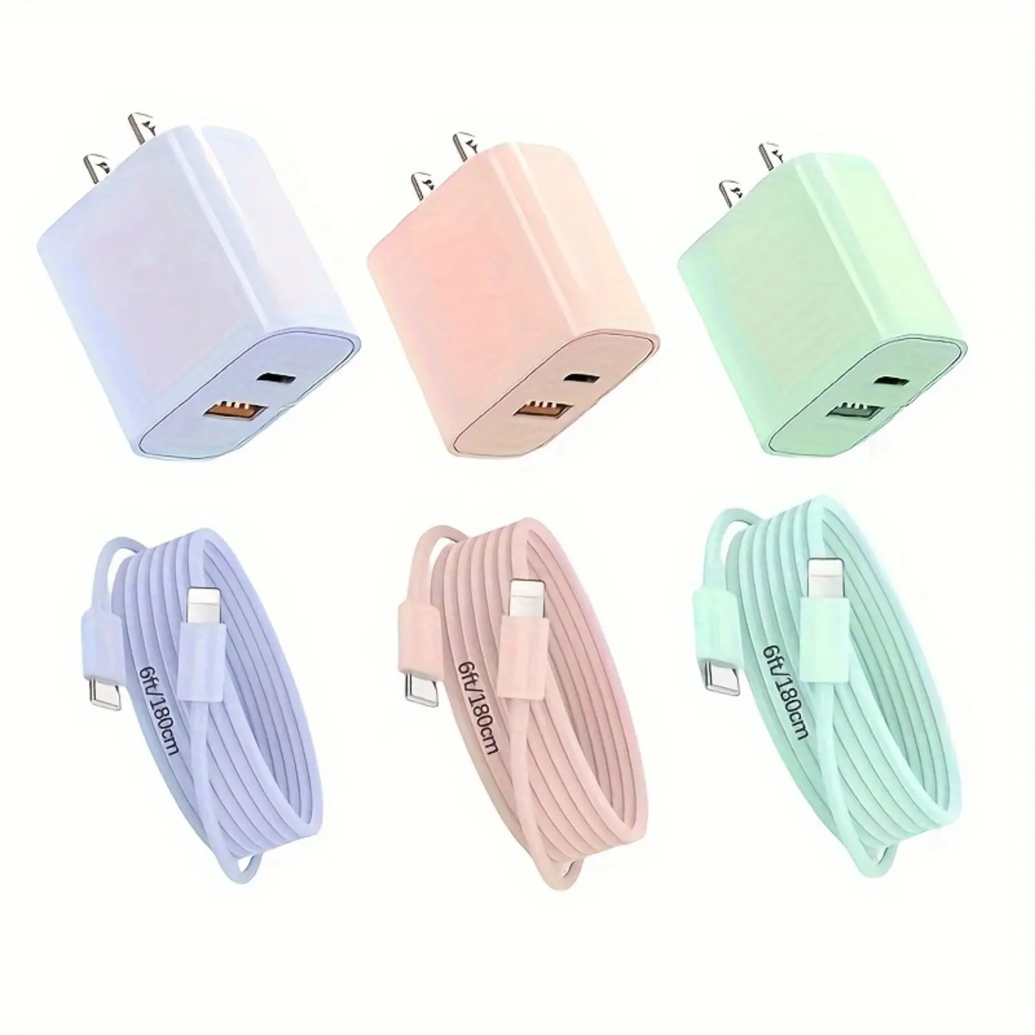 3Packs 40W  Charger Block Dual-Port QC + PD 3.0 Power Adapter Fast Charging 6FT C To Lightning Cable For IPhone 14/14 Pro Max/13/13 Pro Max/12/12 Pro Max/11/11Pro/XS/Max/XR/X,
