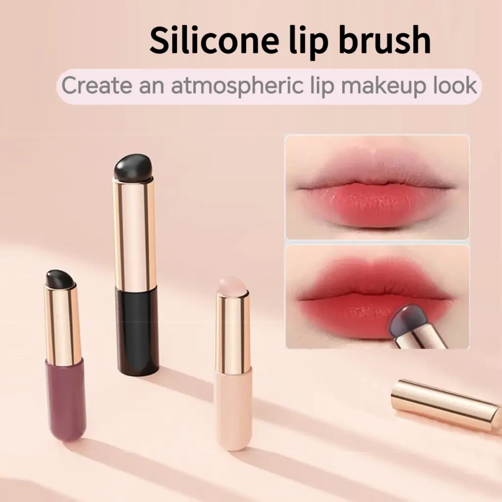 Silicone Lip Brush with Dust Cover, Everyday Makeup Tool, Portable Silicone Brush for Lip Gloss, Lip Care, and Concealer, Multi-Functional Makeup Blending Brush with Lid