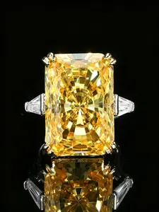 Radiant cut yellow gem、2026 new jewelry、necklace ring sold separately、adjustable open band ring、unisex wedding jewelry、Mother’s Day Christmas birthday gift
