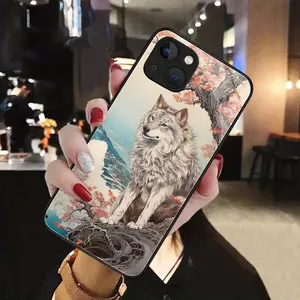 Wolf Pattern Anti-Fall Tempered Glass Phone Case For iphone17 17Air 16 Pro 15 Promax 14 Plus 13 12 11 Shockproof Soft Protective Cover