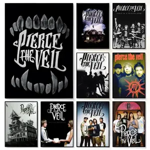 Legendary Emo Rock Band P-Pierce T-The Veil Poster Fade-resistant Self-adhesive posters that Perfect for gifts and creating walls in bedrooms Living rooms Bars Coffee houses and Restaurants HD printing waterproof protection Vintage Wall Art