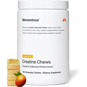 Momentous Creatine Chews - Creatine Monohydrate - Supports Strength, Lean Muscle, & Recovery for Men & Women - NSF Certified for Sport - 150 Chewable Tablets - Mango