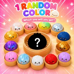 Glitter Dumpling Squishy Mystery, 9.8cm Steamer Pack Fidget Toy, Cute Steamed Bun Squishies, Sensory Stress Relief Toy, Which Ultra-Rare Will You Receive?