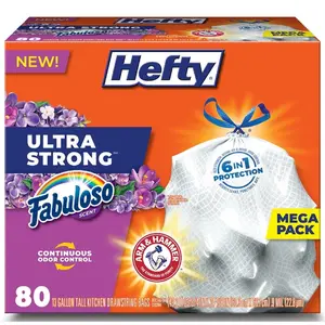 Hefty 6031804 13 gal Hefty Ultra Strong Scent Tall Kitchen Bags Drawstring, White - Case of 80 - Pack of 3