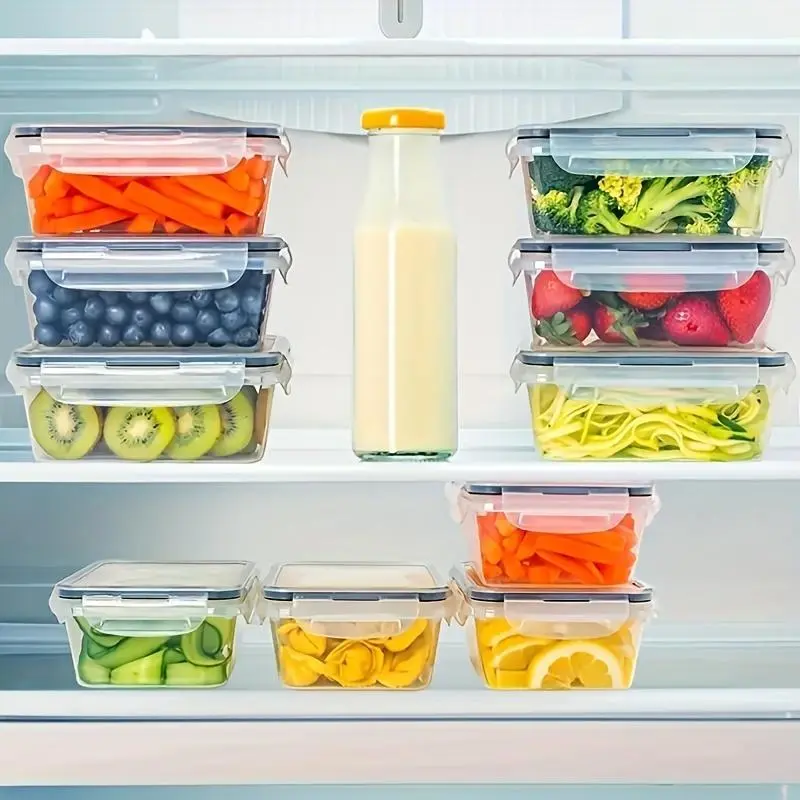 12/24pcs Transparent Kitchen Food Storage Container Set - Microwave Safe, Multipurpose Plastic Meal Prep Boxes with Flip-Top Lids + 24 Chalkboard Labels - Ideal for Vegetables, Fruits, Grains & More, Utensils Square 12/24pcs Transparent Kitchen Food Storage Container Set - Microwave Safe, Multipurpose Plastic Meal Prep Boxes with Flip-Top Lids + 24 Chalkboard Labels - Ideal for Vegetables, Fruits, Grains & More, Utensils Square